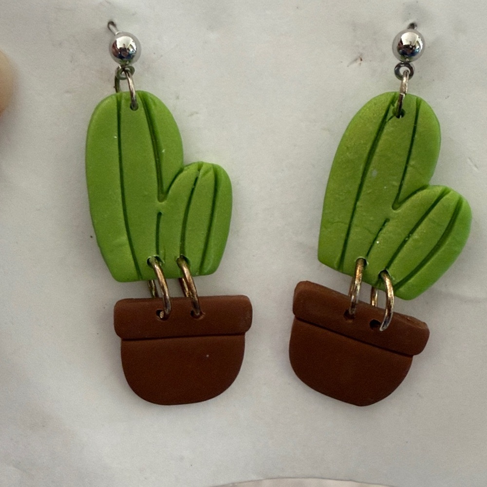 Cactus Earrings made of clay